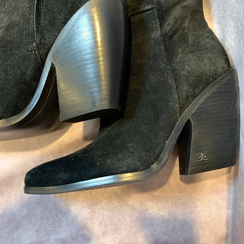 SAM EDELMAN NEW ANNABEL BLACK SUEDE BOOTS, NEW IN REPLACEMENT BOX - Picture 5 of 10